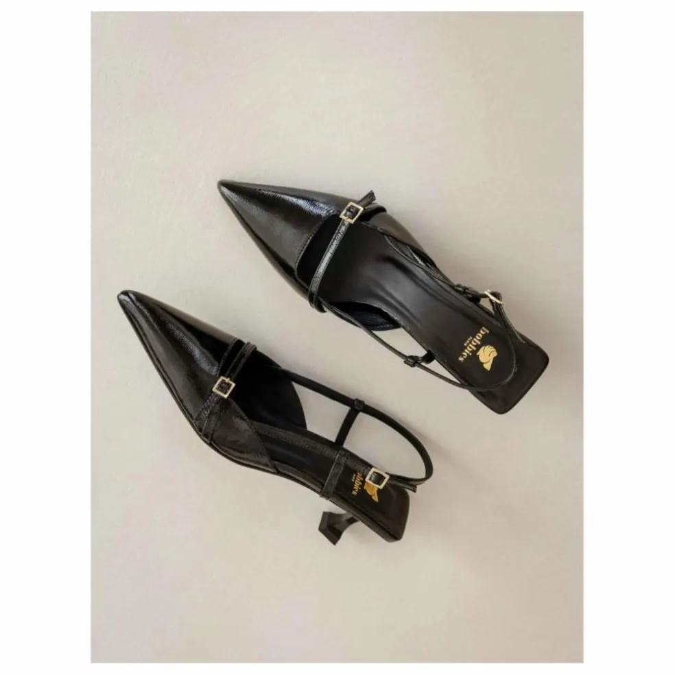 Escarpins Reem Cuir Verni Froissé | Noir