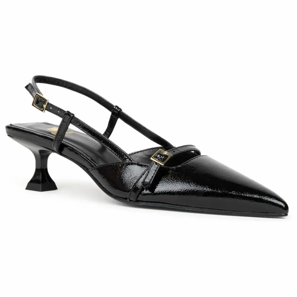 Escarpins Reem Cuir Verni Froissé | Noir
