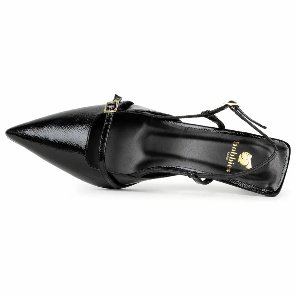 Escarpins Reem Cuir Verni Froissé | Noir