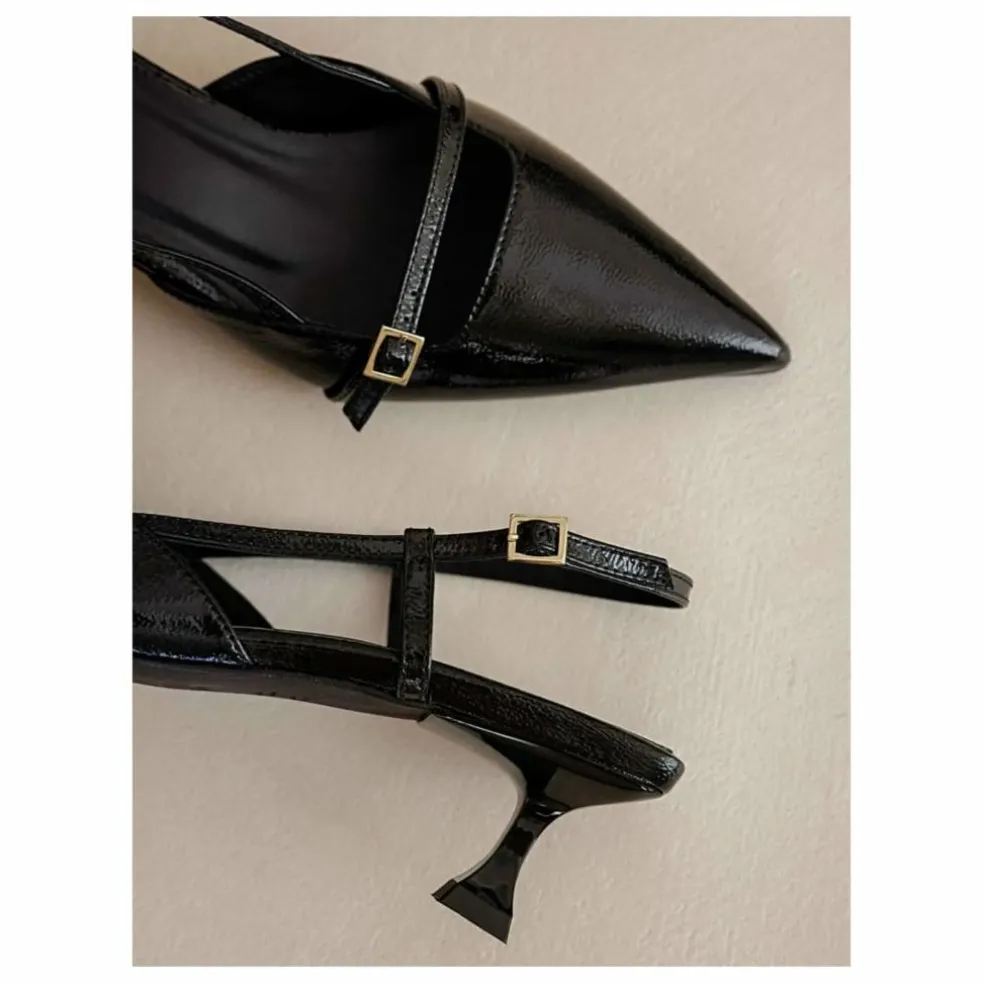 Escarpins Reem Cuir Verni Froissé | Noir