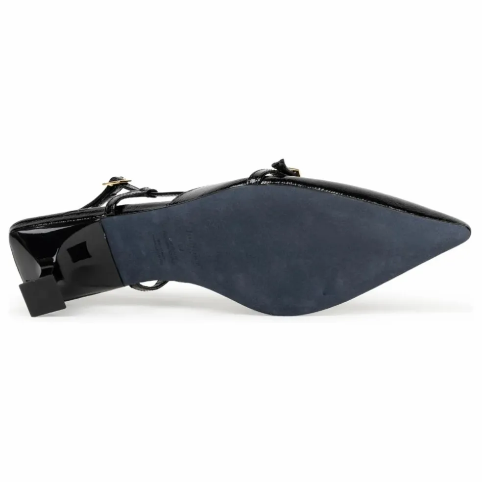 Escarpins Reem Cuir Verni Froissé | Noir