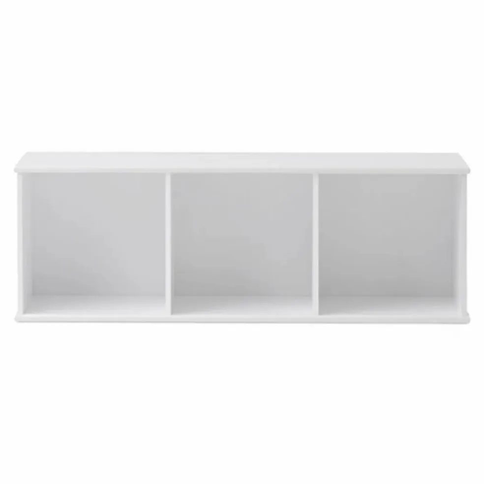 Etagère Wood 3x1 horizontale, avec support, à suspendre | Blanc