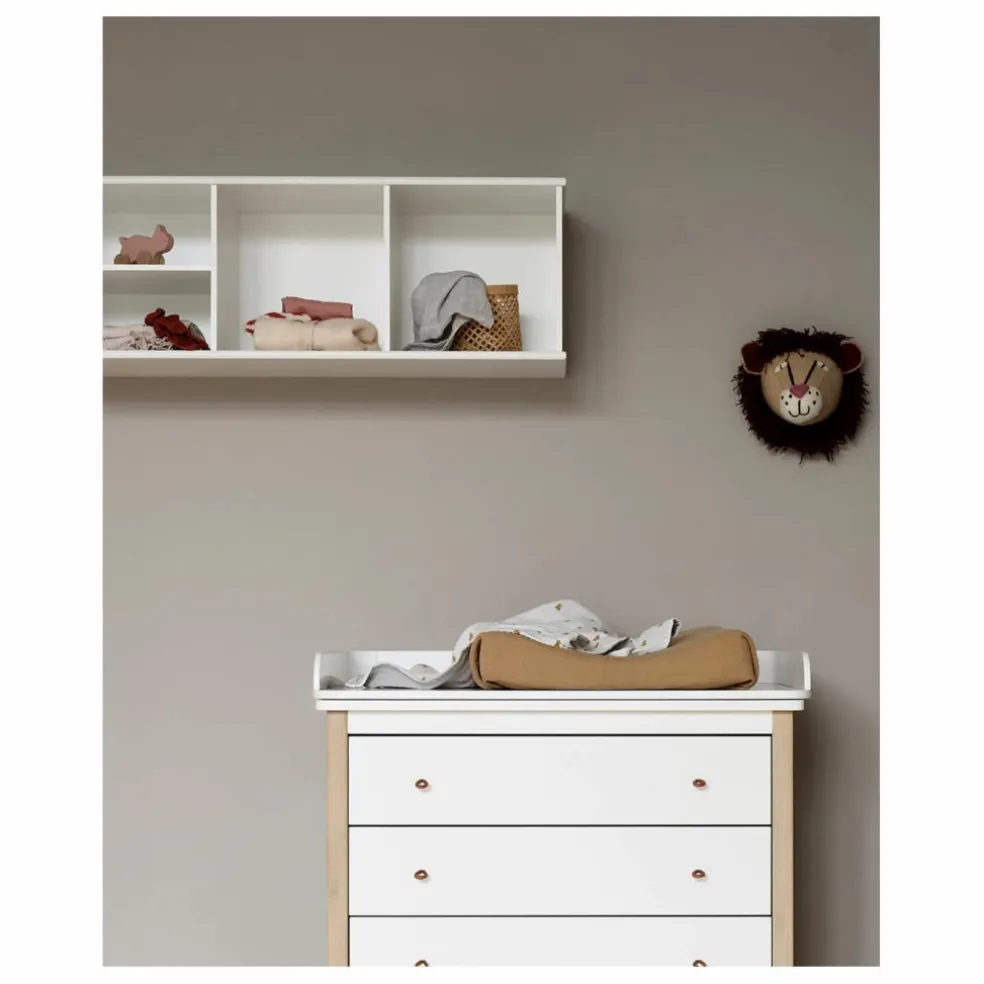 Etagère Wood 3x1 horizontale, avec support, à suspendre | Blanc