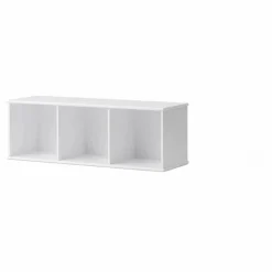 Etagère Wood 3x1 horizontale, avec support, à suspendre | Blanc