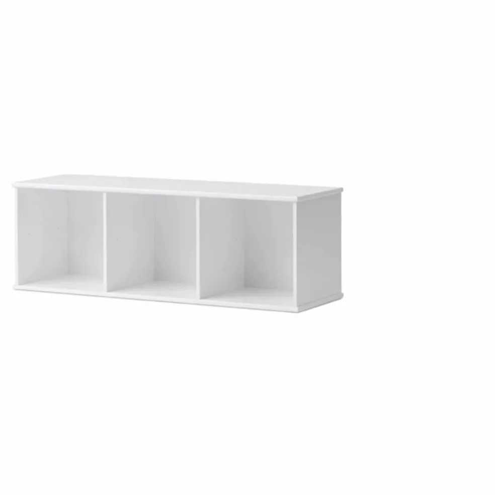 Etagère Wood 3x1 horizontale, avec support, à suspendre | Blanc
