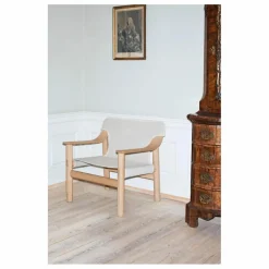 Fauteuil Bernard en chêne et toile, Shane Schneck