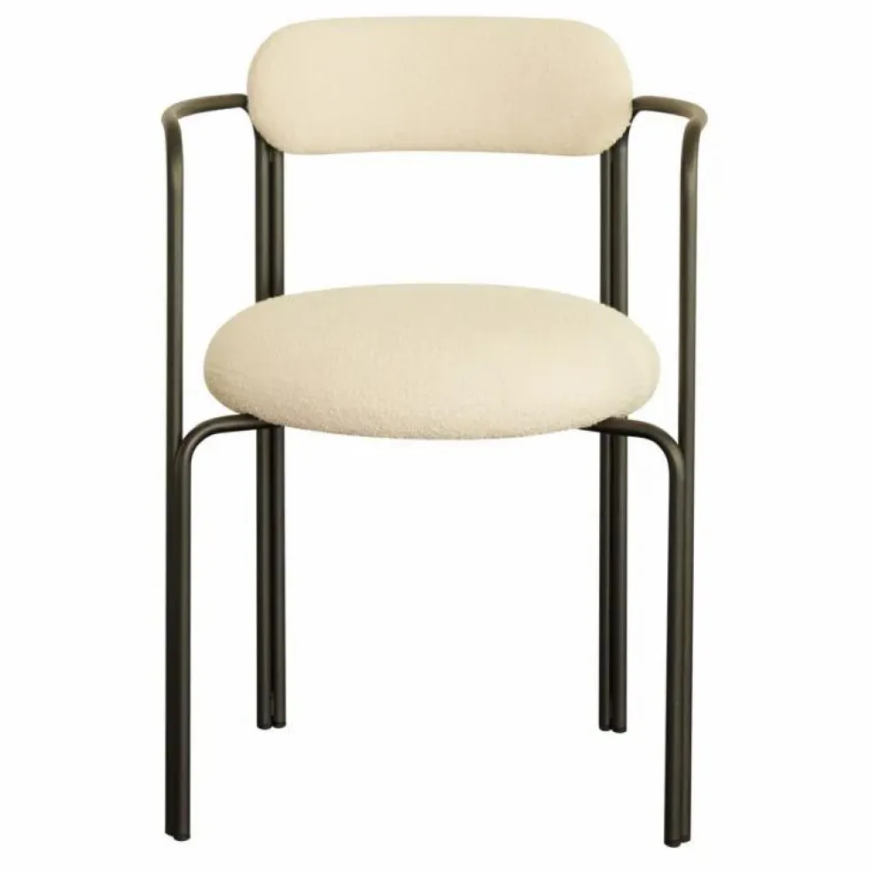 Fauteuil colombe, assise en bouclette | Crème