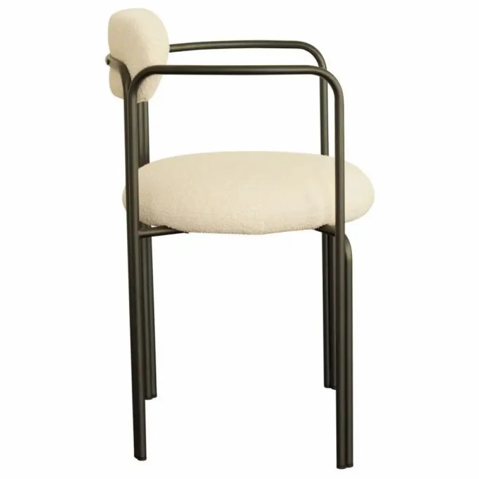 Fauteuil colombe, assise en bouclette | Crème