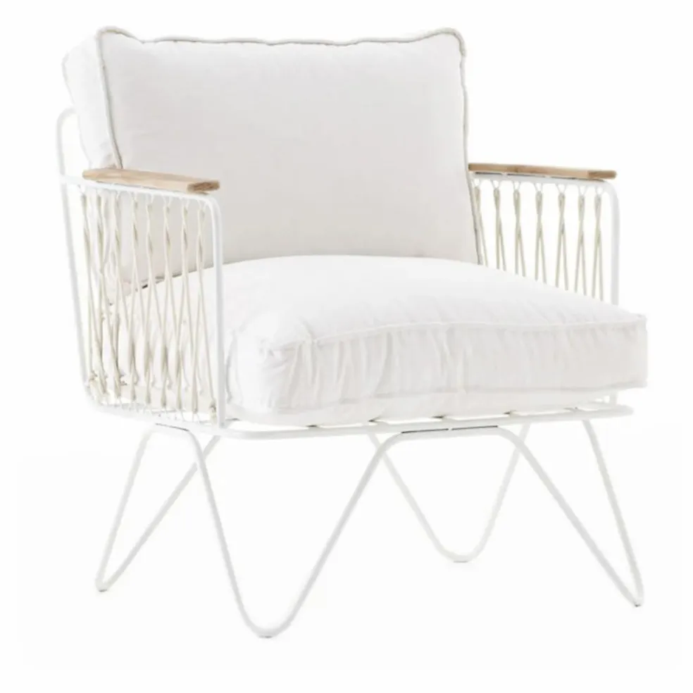 Fauteuil Croisette blanc epoxy, coton | Blanc