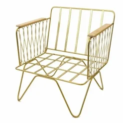Fauteuil Croisette doré mat epoxy, velours | Camel