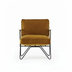 Fauteuil Croisette noir epoxy, velours | Camel