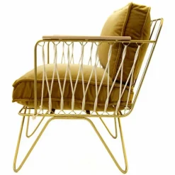 Fauteuil Croisette noir, velours | Camel
