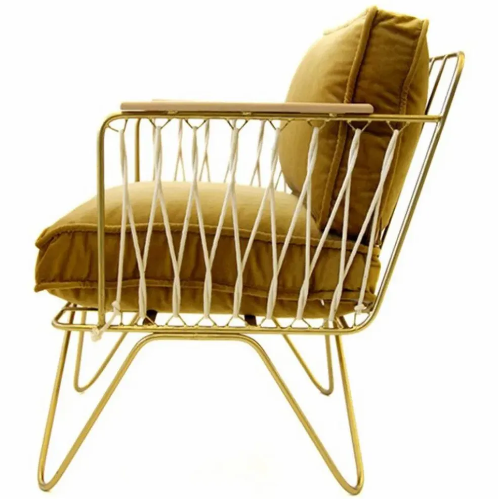 Fauteuil Croisette noir, velours | Camel