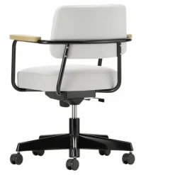 Fauteuil de bureau Direction Pivotant, piètement noir foncé - Jean Prouvé | Gris perle