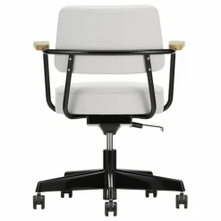 Fauteuil de bureau Direction Pivotant, piètement noir foncé - Jean Prouvé | Gris perle