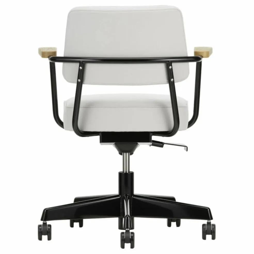 Fauteuil de bureau Direction Pivotant, piètement noir foncé - Jean Prouvé | Gris perle