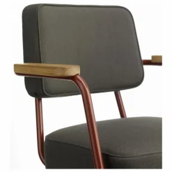 Fauteuil de bureau Direction Pivotant, piètement japonese red - Jean Prouvé | Gris foncé