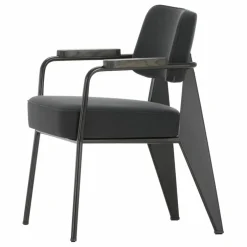 Fauteuil Direction, piétement noir foncé- Jean Prouvé | Gris foncé