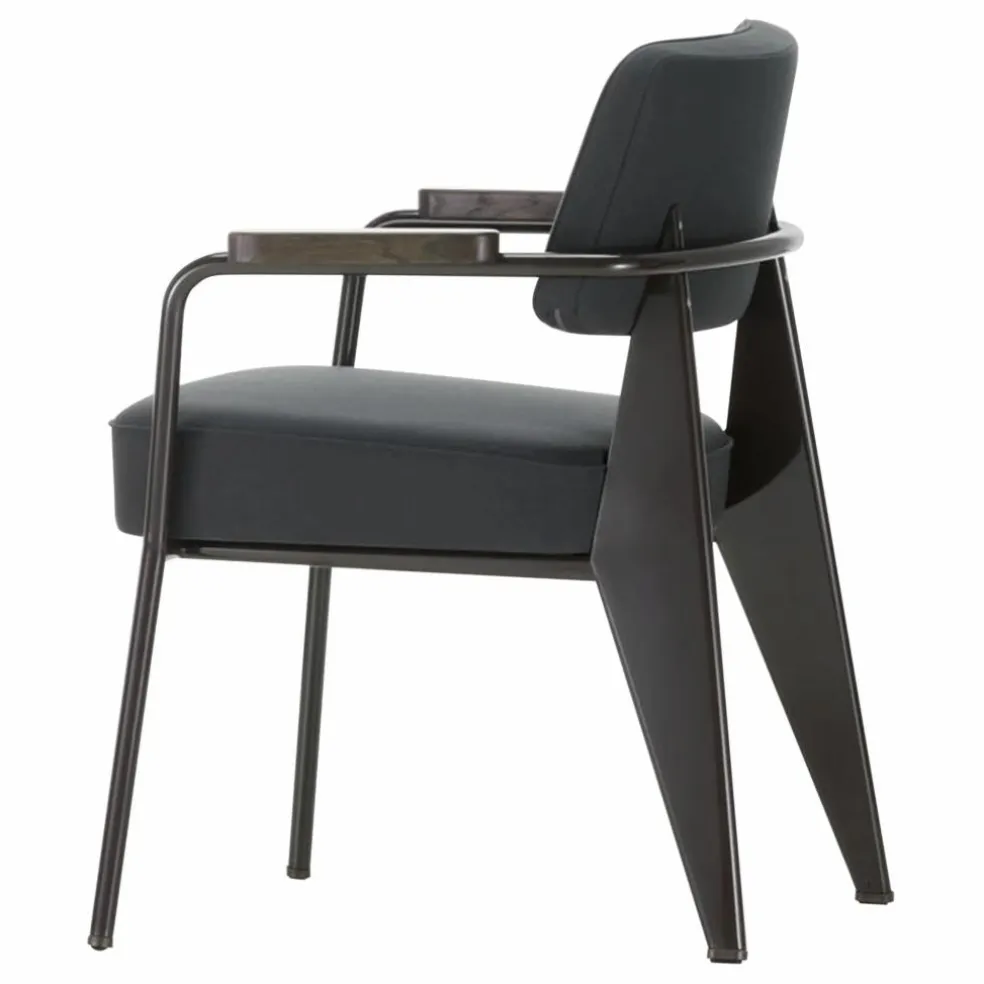 Fauteuil Direction, piétement noir foncé- Jean Prouvé | Gris foncé