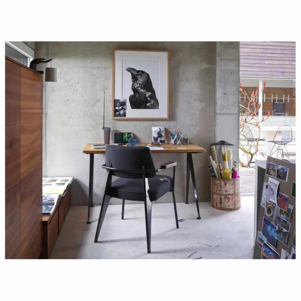 Fauteuil Direction, piétement noir foncé- Jean Prouvé | Gris foncé