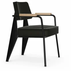Fauteuil Direction, piétement noir foncé- Jean Prouvé | Gris foncé