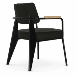Fauteuil Direction, piétement noir foncé- Jean Prouvé | Gris foncé