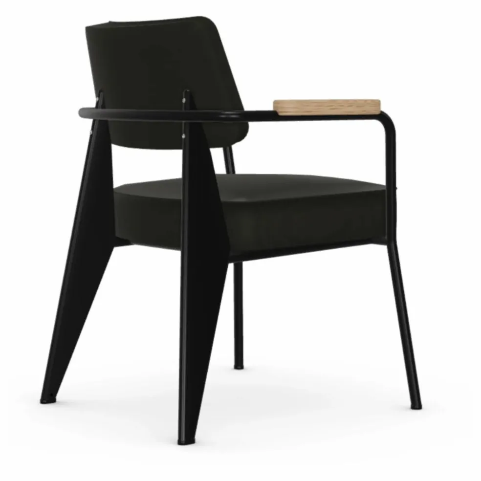 Fauteuil Direction, piétement noir foncé- Jean Prouvé | Gris foncé