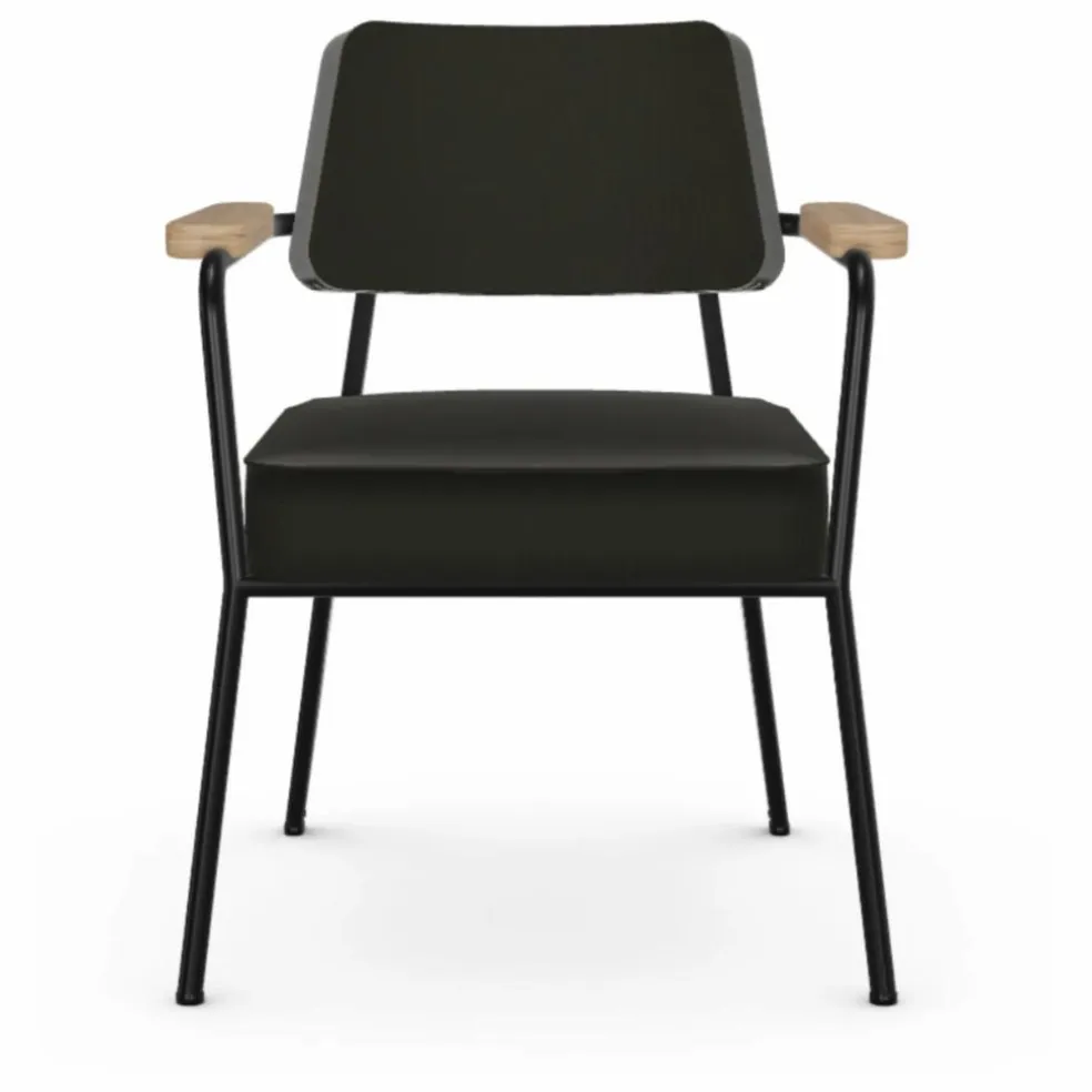 Fauteuil Direction, piétement noir foncé- Jean Prouvé | Gris foncé