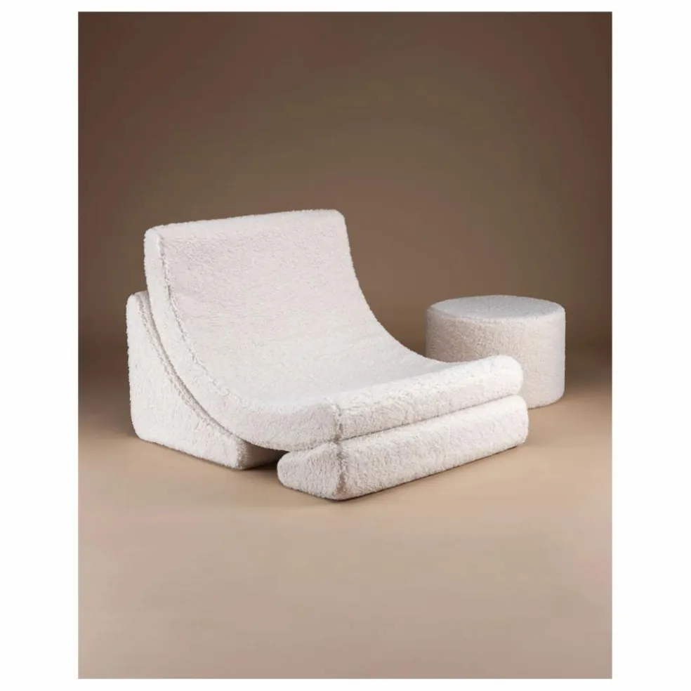 Fauteuil en teddy Moon | Ecru