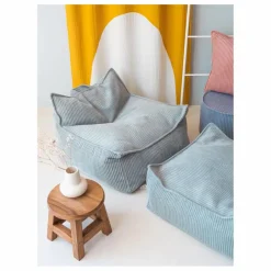 Fauteuil en velours côtelé | Bleu Clair