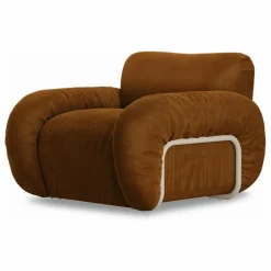 Fauteuil lounge en velours Arc | Caramel