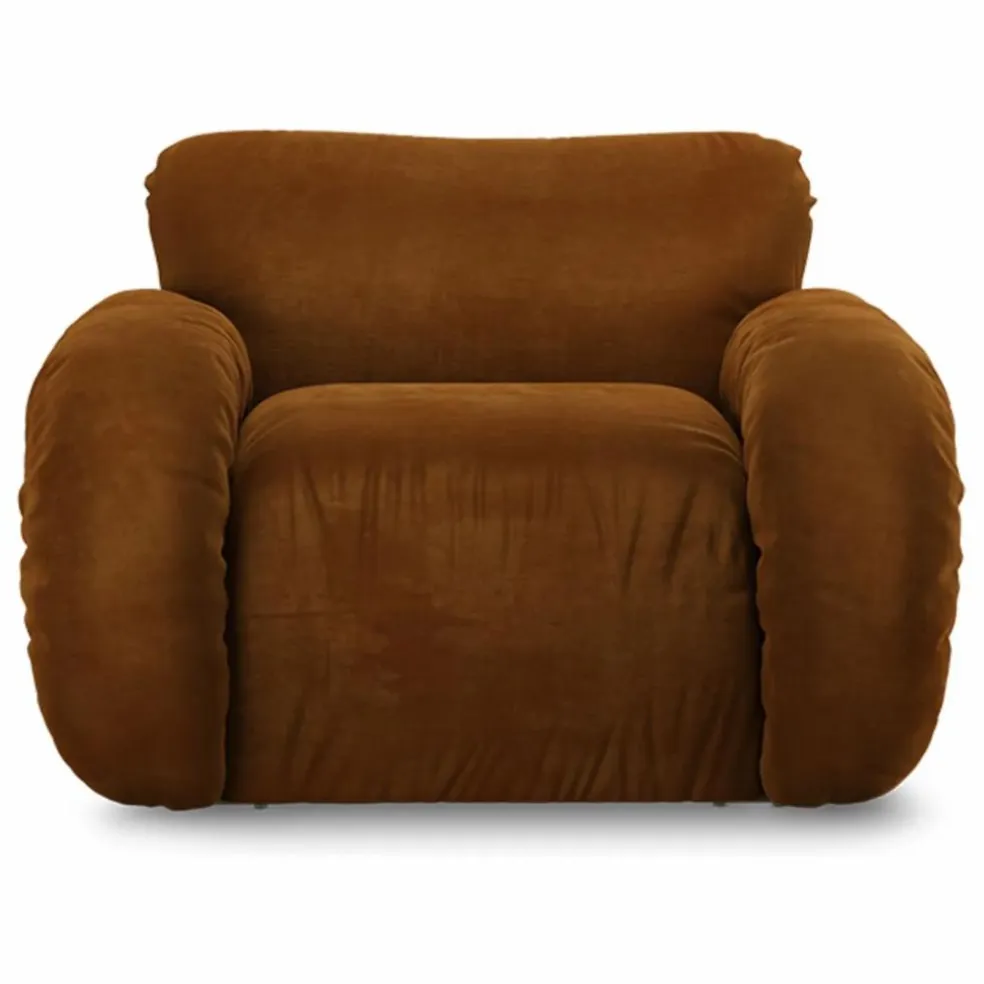 Fauteuil lounge en velours Arc | Caramel