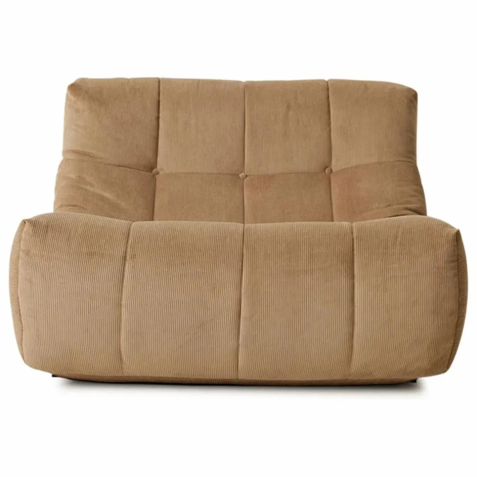 Fauteuil lounge en velours côtelé Lazy | Marron clair