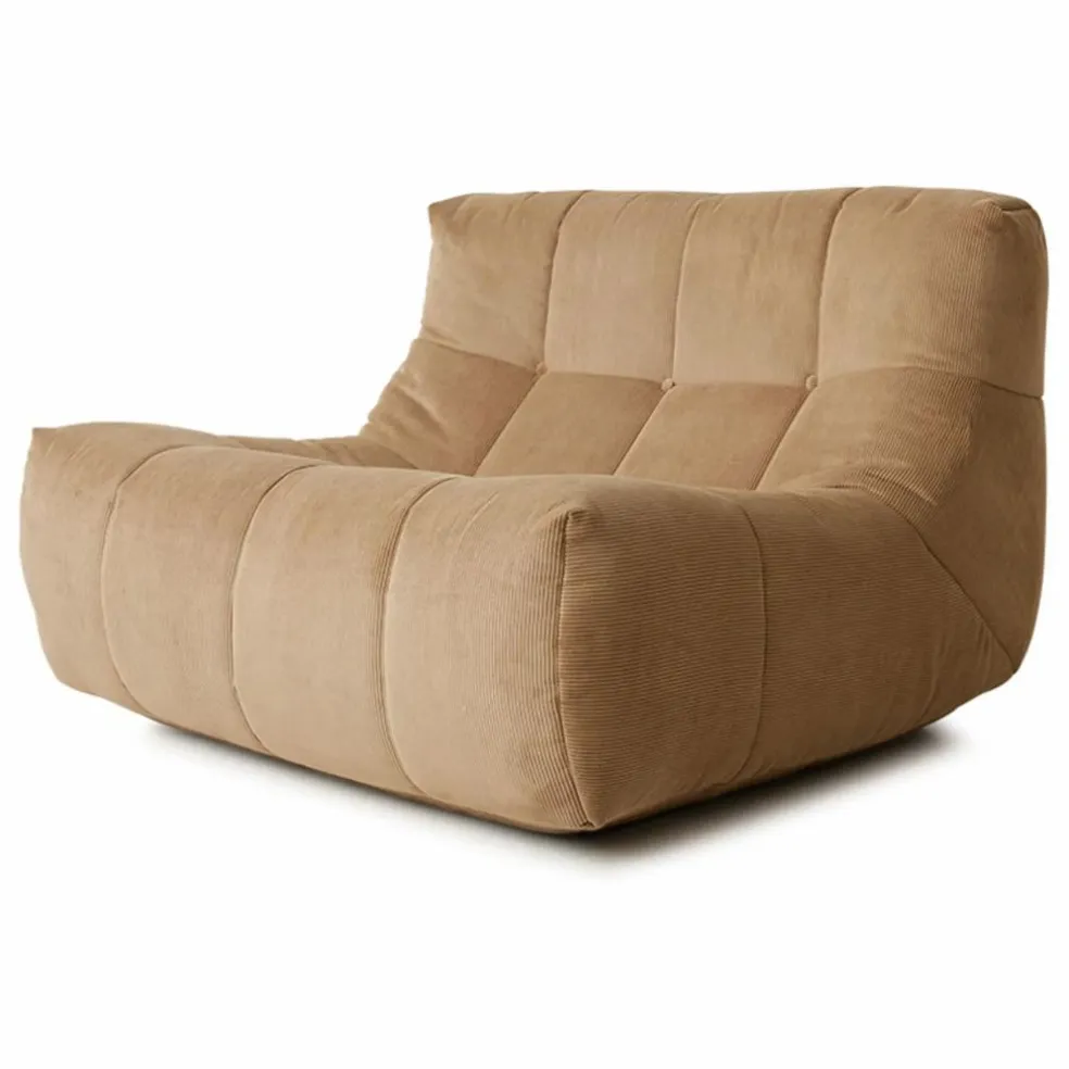 Fauteuil lounge en velours côtelé Lazy | Marron clair