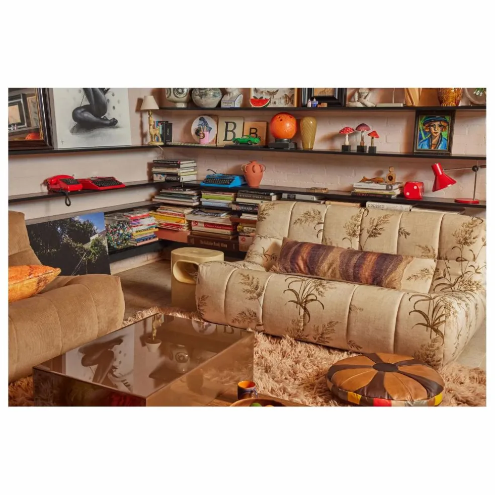 Fauteuil lounge en velours côtelé Lazy | Marron clair