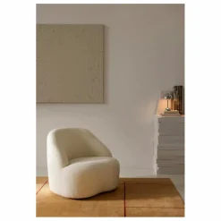 Fauteuil lounge Margas LC1 piètement en noyer | Ivoire