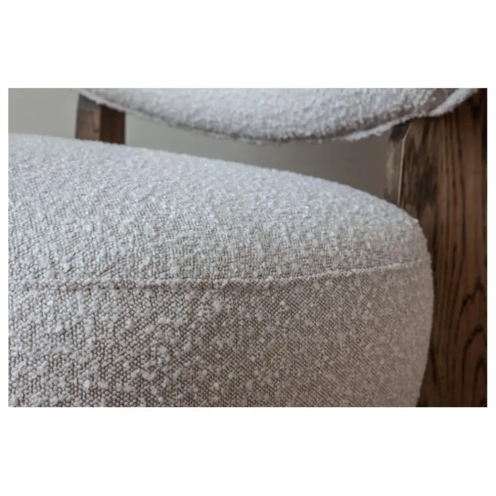 Fauteuil Nicolo en bouclette et chêne fumé - 65 cm | Off-White