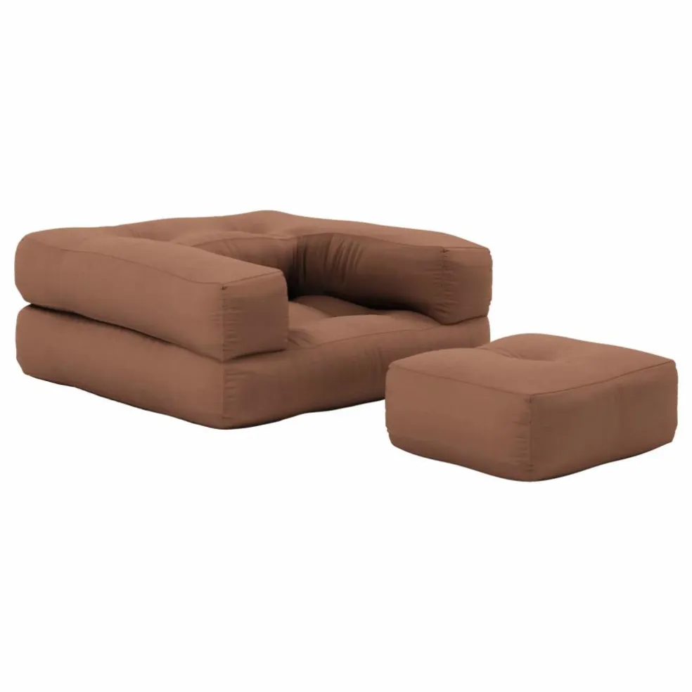 Fauteuil-pouf Cube pour enfant | Brun