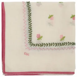 Foulard Roses Brodé Laine | Ecru