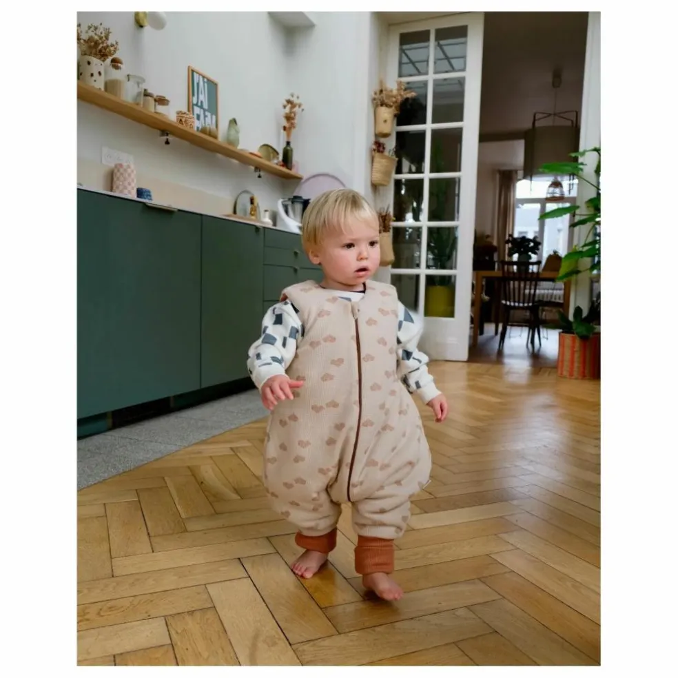 Gigoteuse à pieds en coton bio Cœur | Crème