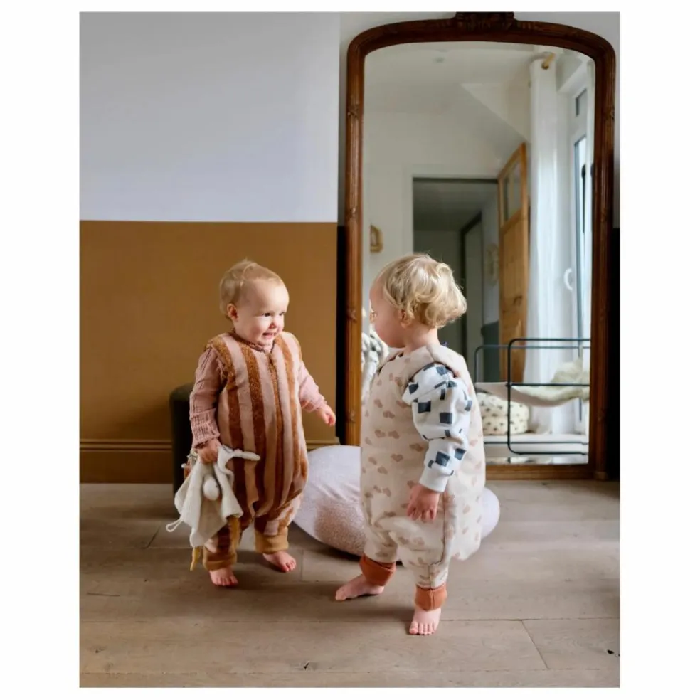 Gigoteuse à pieds en coton bio Cœur | Crème