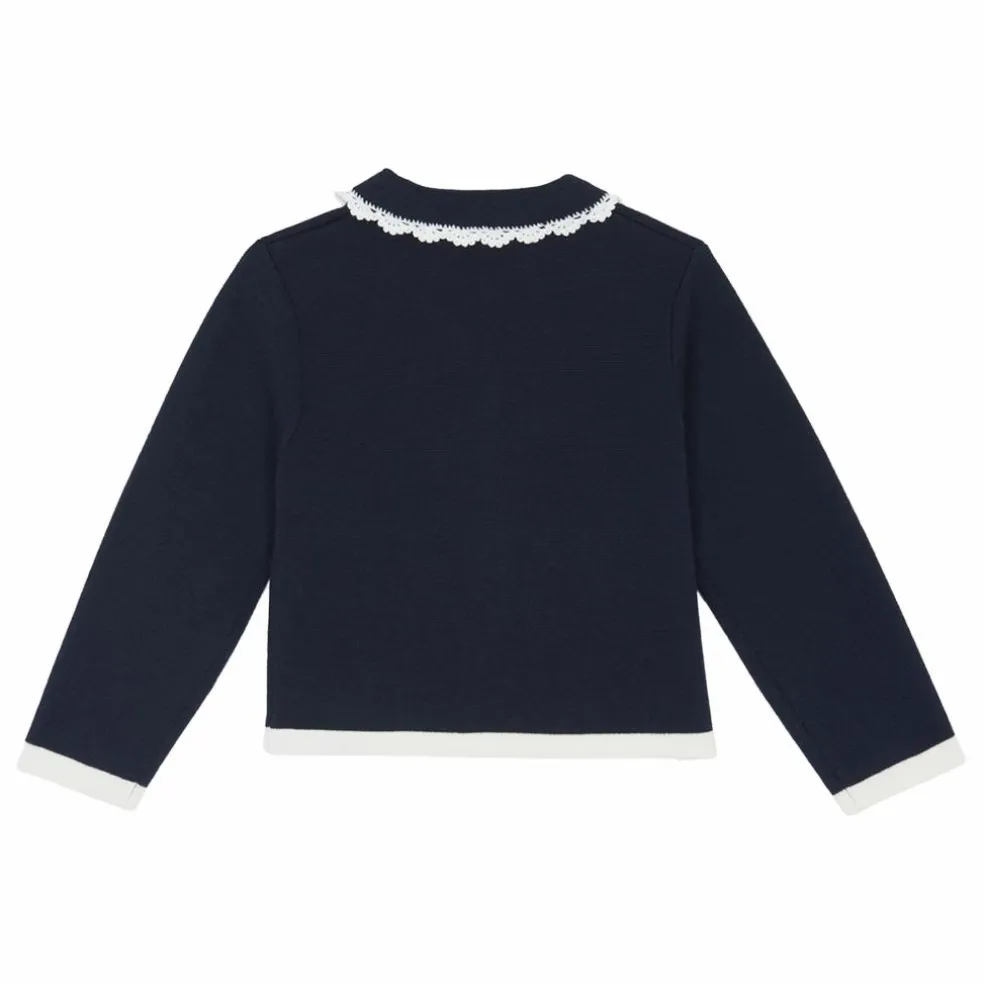 Gilet Brodé Laine | Bleu marine