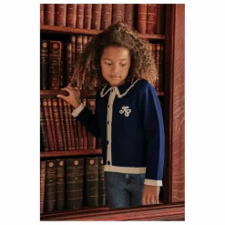 Gilet Brodé Laine | Bleu marine