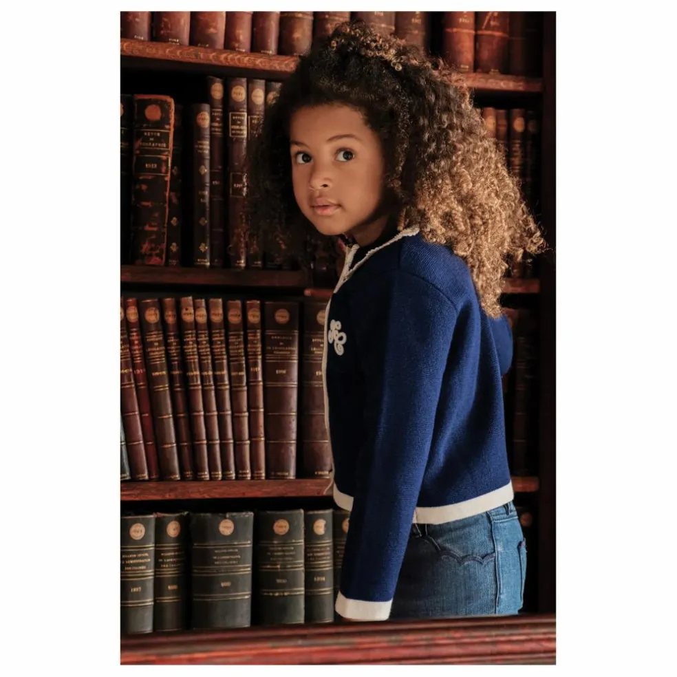 Gilet Brodé Laine | Bleu marine