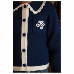Gilet Brodé Laine | Bleu marine