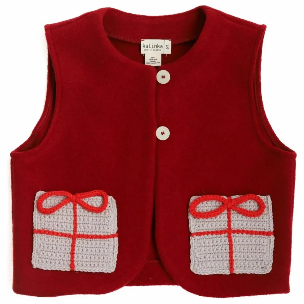 Gilet Cadeaux de Noël Laine Feutrée Mérinos | Rouge