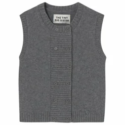 Gilet Sans Manches Boutonné Laine Mérinos | Gris chiné foncé
