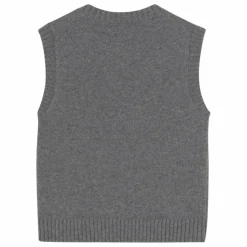 Gilet Sans Manches Boutonné Laine Mérinos | Gris chiné foncé