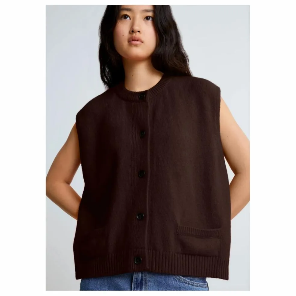 Gilet Sans Manches Margaux Laine Mérinos et Cachemire | Chocolat