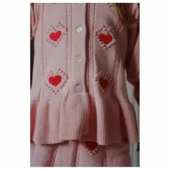 Gilet Soleil Cœurs Coton Bio | Rose pâle